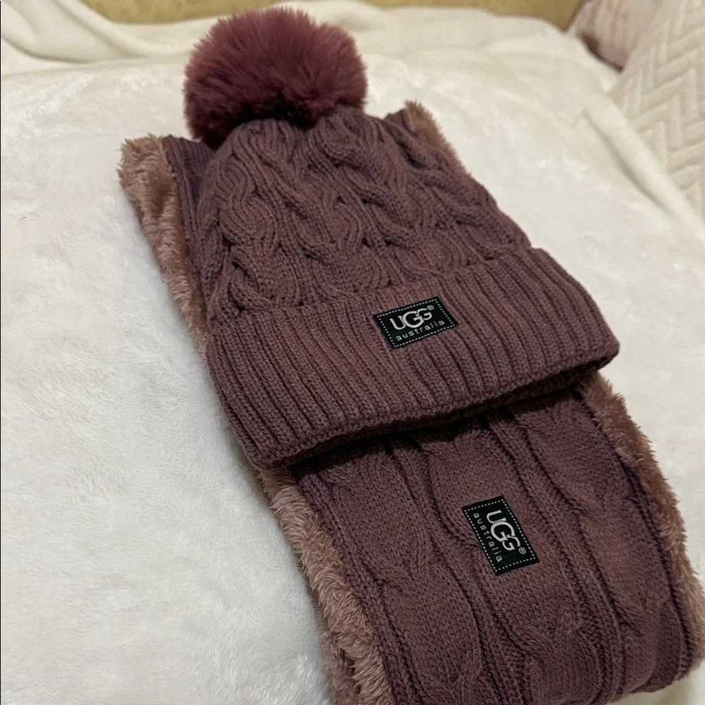 NWOT UGG Knit Infinity Beanie and Scarf Set - the color is Mauve - Picture 5 of 6